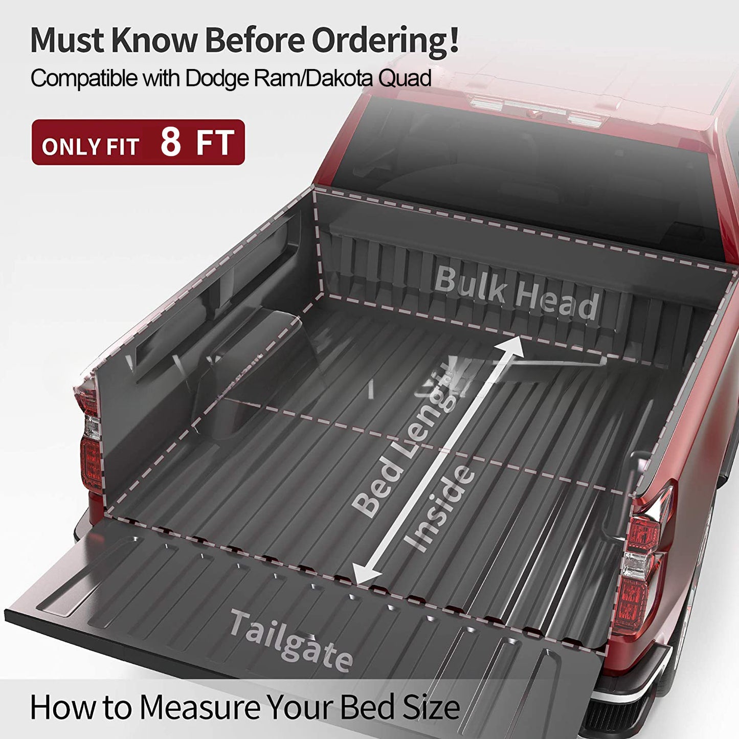 Dodge Ram 1500 Truck Bed Cover |   Waterproof Tonneau Cover – Aluminum Hard Tri-Fold