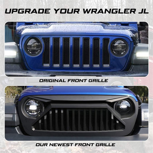 Angry Grille for Jeep Wrangler JL (2018-2024) |     with Bug Mesh – Direct Fit Heavy-Duty Upgrade
