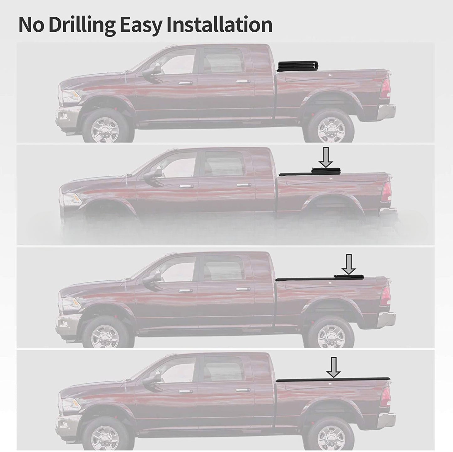 Dodge Ram 1500 Truck Bed Cover |   Waterproof Tonneau Cover – Aluminum Hard Tri-Fold
