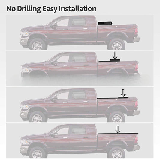 Dodge Ram 1500 Truck Bed Cover |   Waterproof Tonneau Cover – Aluminum Hard Tri-Fold