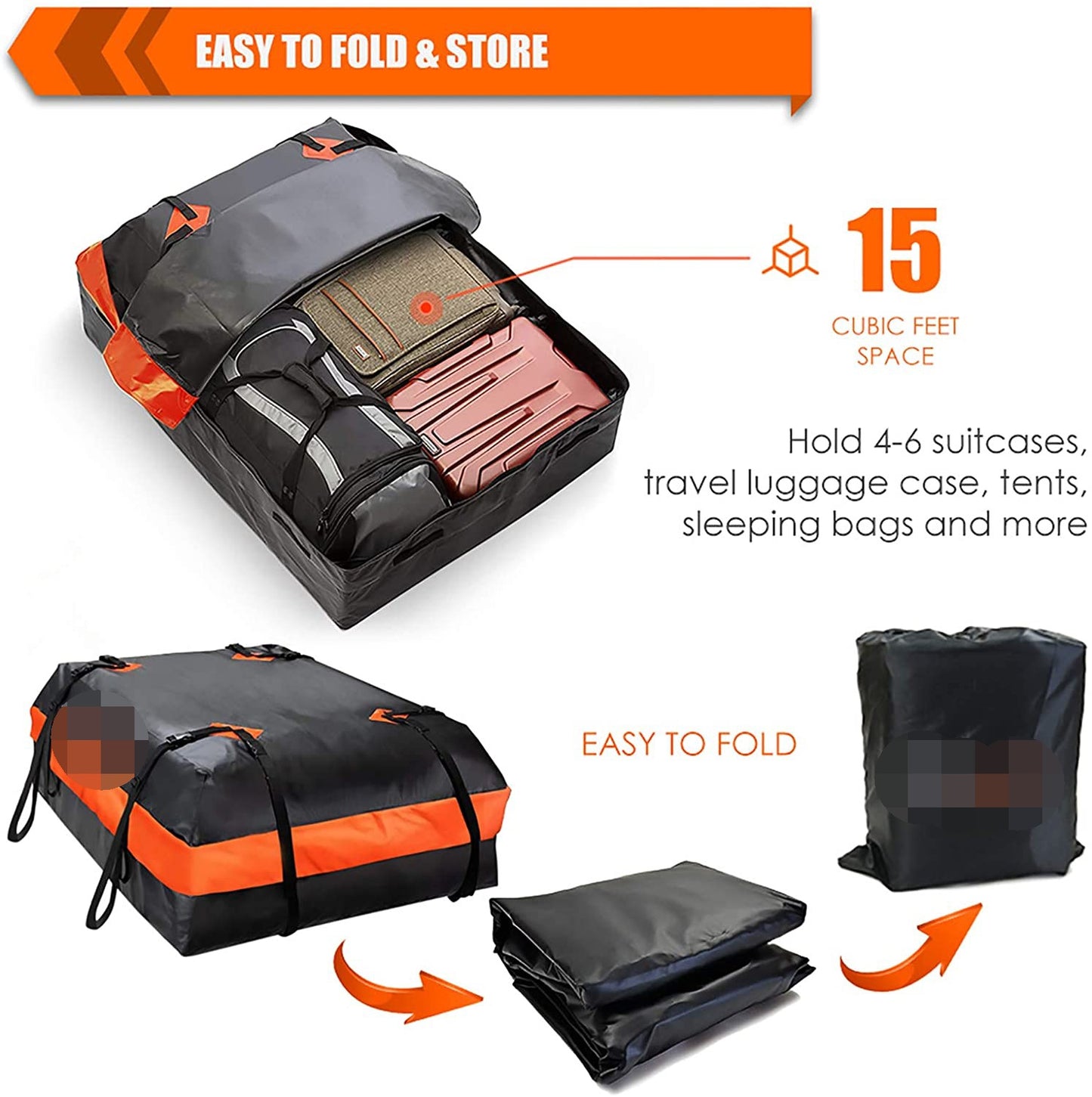 15 Cubic Feet Roof Cargo Bag | Waterproof Car Top Storage – Large Capacity for Camping & Travel
