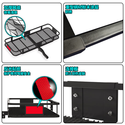 Foldable Rear Cargo Basket | Trailer Hitch Mount Rack – Heavy Duty Car Roof Luggage Carrier